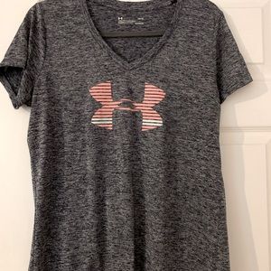 Heather Gray and Coral Under Armour V Neck Shirt